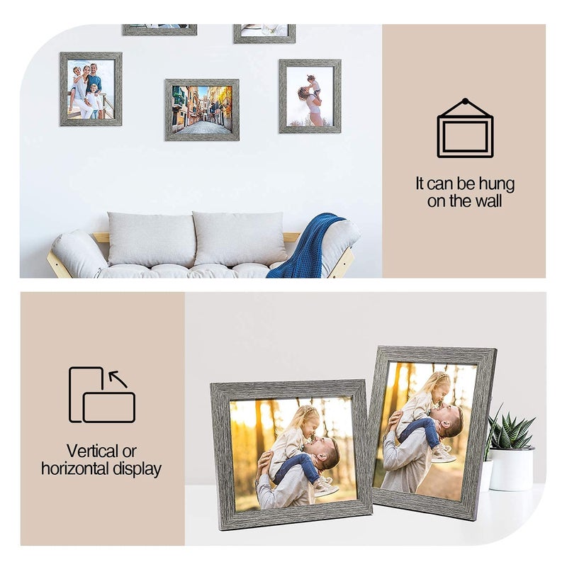 TWING 8 X 10 Picture Frames Set of 6, Rustic Grey Farmhouse Collage Photo Frames Gallery Wall Frame Set for Table Top and Wall Display - Image 3